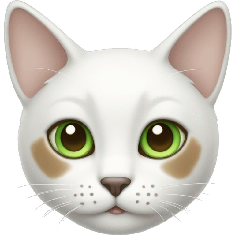 white cat with brown ears and green eyes  emoji