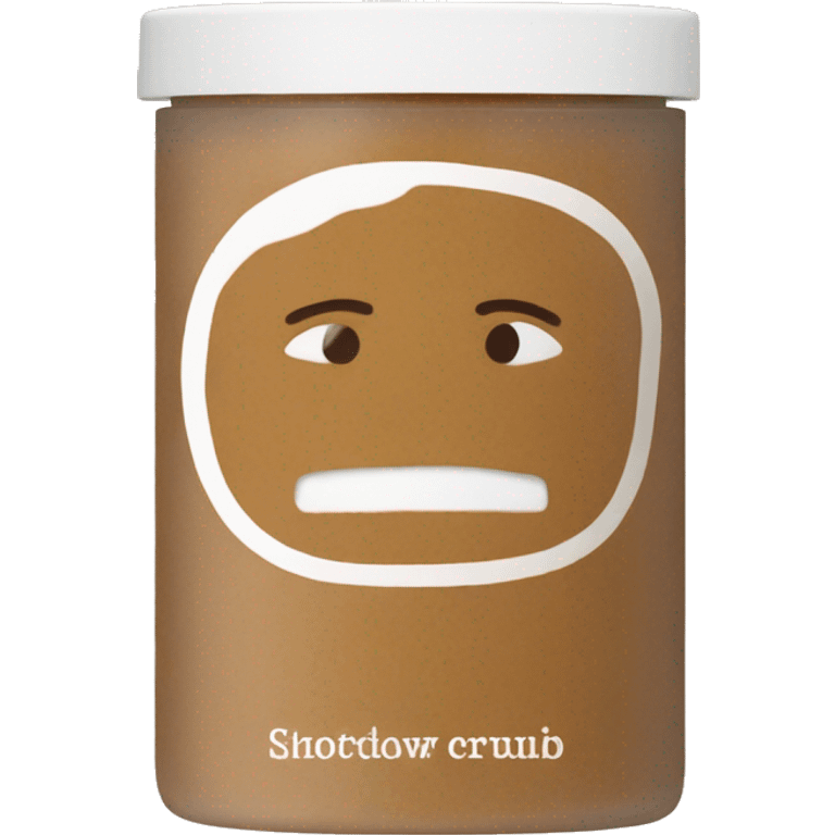 light brown body scrub pot with label emoji