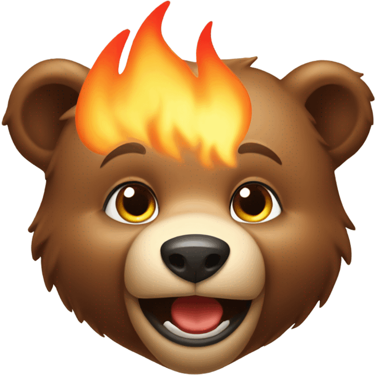 Cub bear playing with fire emoji