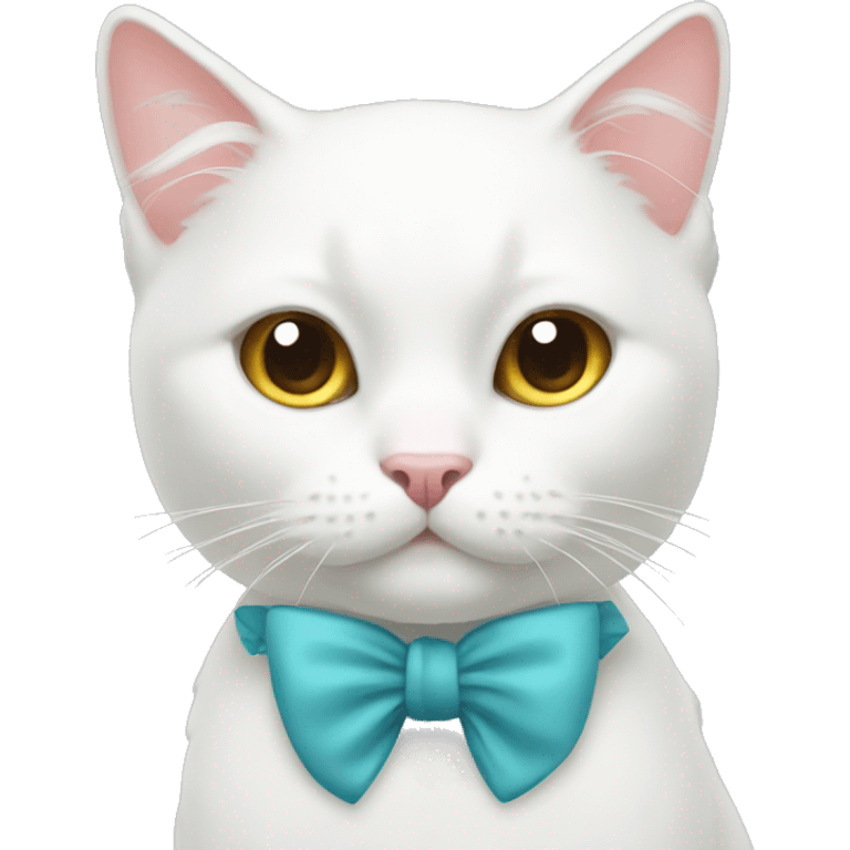 white cat with bow emoji