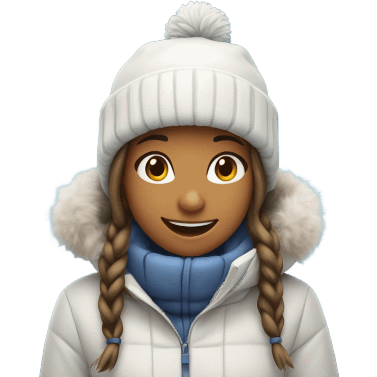 smiling girl in snowy outdoors emoji