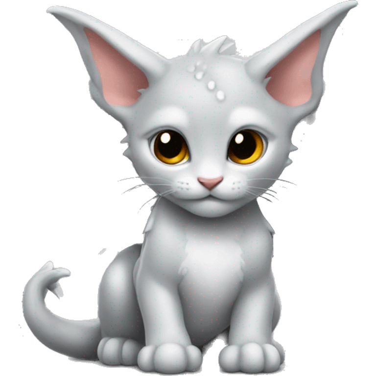  dragon wings on tiny light grey kitten emoji