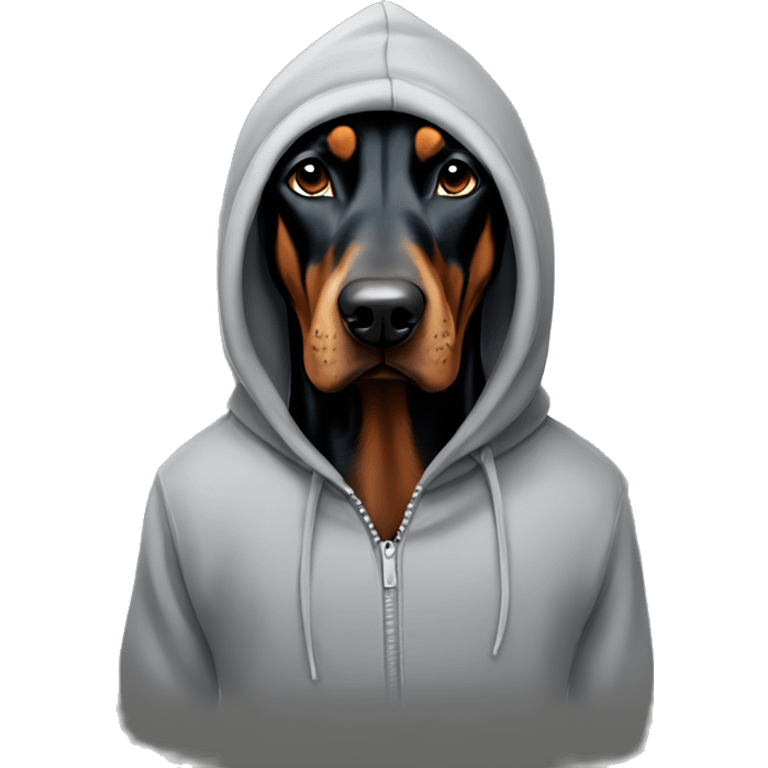 doberman wearing a hoodie emoji