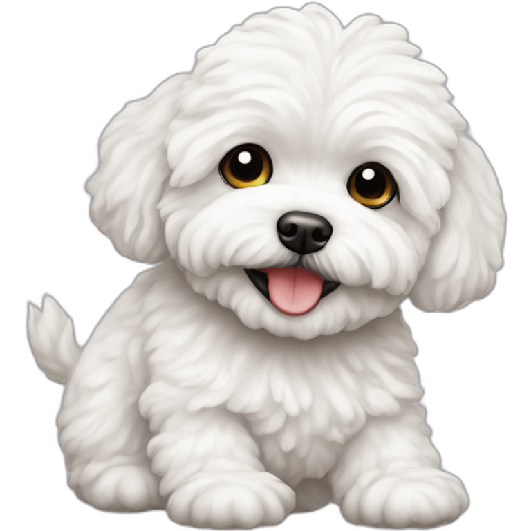 a white maltipoo pinching like italian emoji