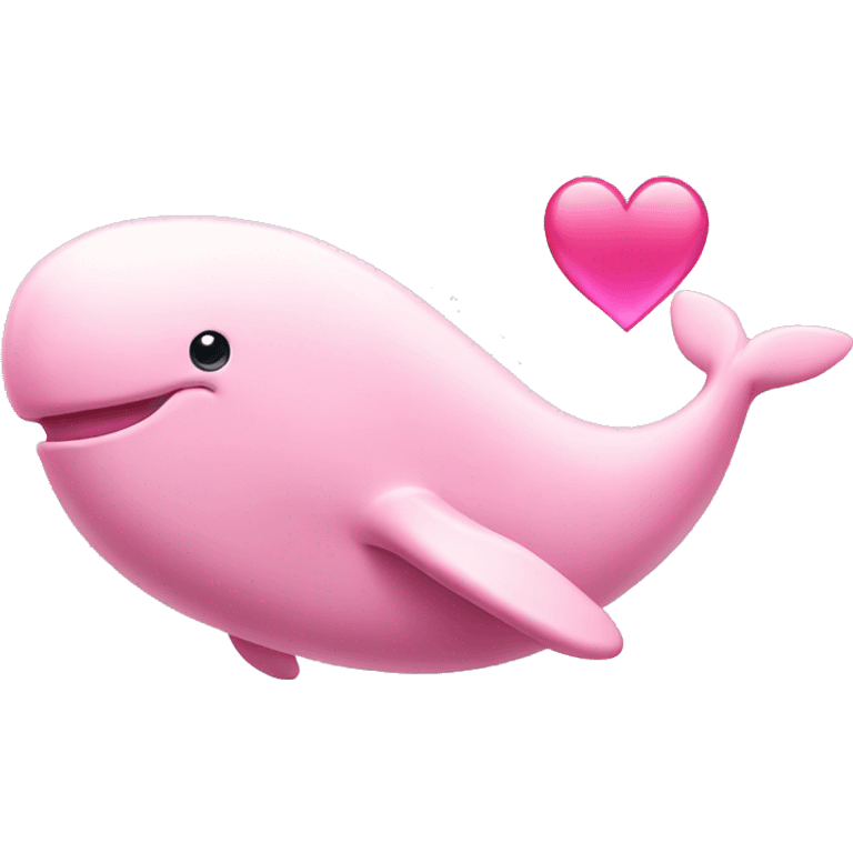 Light pink whale with pink heart on him emoji