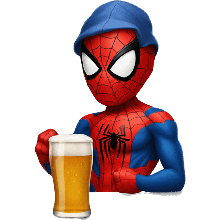 spiderman with a beer emoji