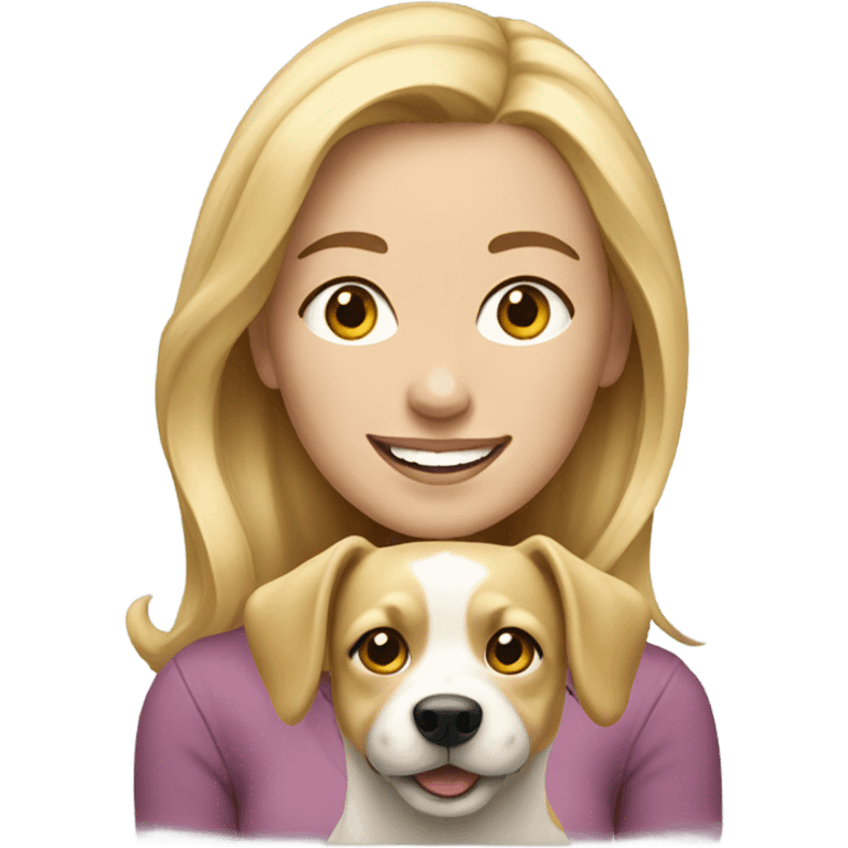 smiling woman blonde hairwith dog portrait emoji