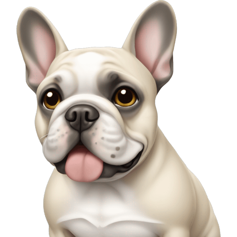 Light beige, gray, and white French bulldog  emoji