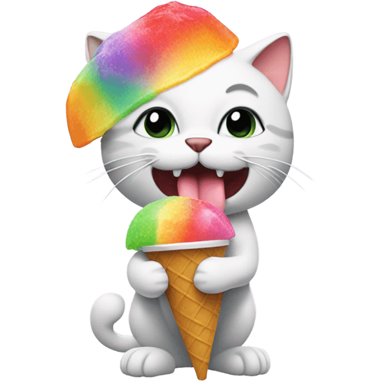 Cat eating a snow cone emoji