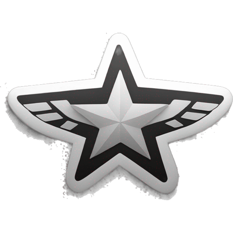 pilot wing with star in the middle, black and white emoji