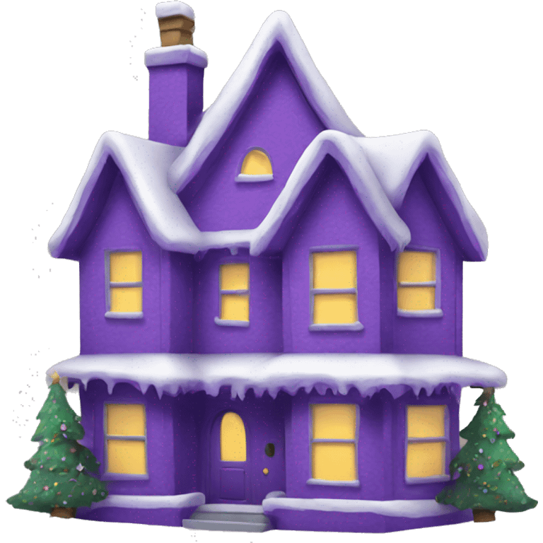 Christmas house purple emoji