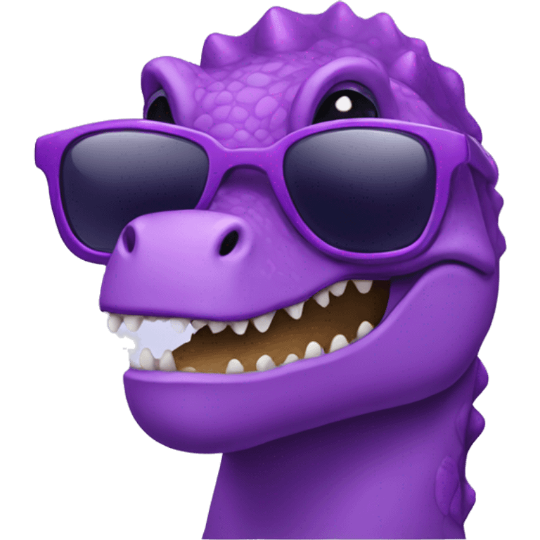 Purple Dino with sunglasses  emoji