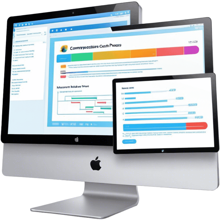 Create an emoji for animation and motion design. Show a computer monitor displaying cartoon creation process, with a timeline, keyframes, and motion effects. Use modern, vibrant colors. No emojis or smiley faces. Transparent background. emoji