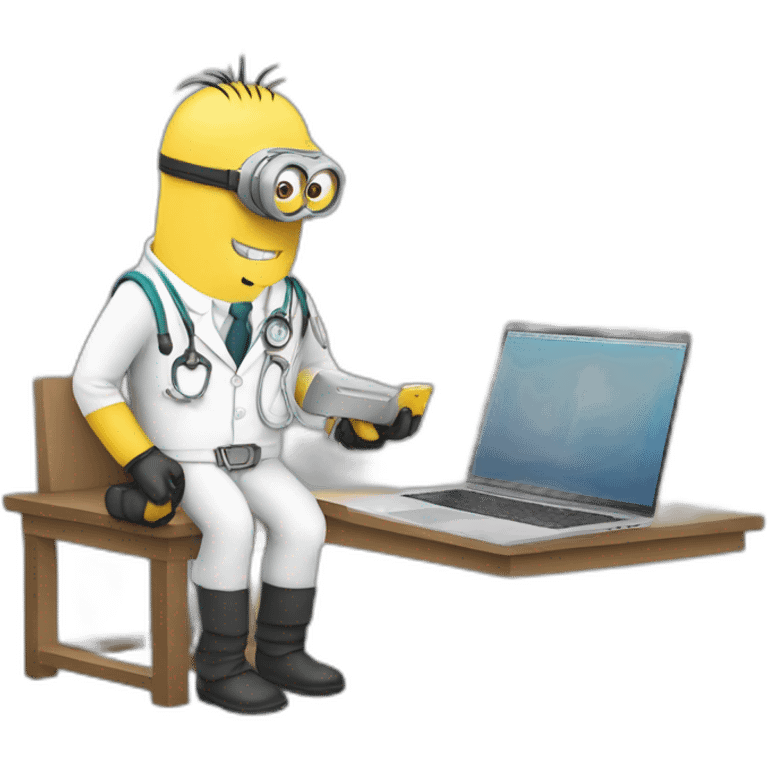 Minion Vet using an macbook emoji