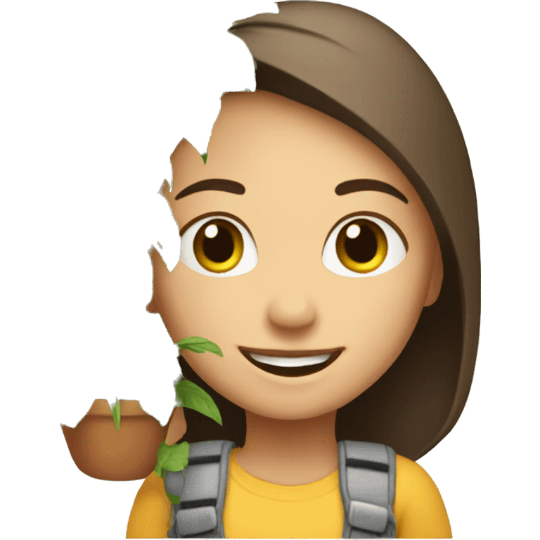 smiling girl with indoor plant emoji