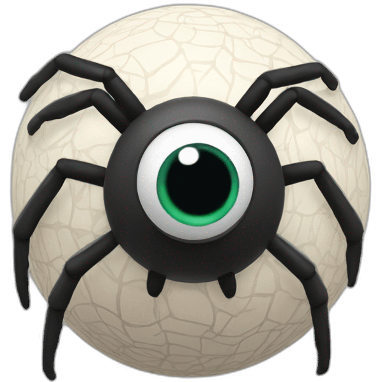 3d sphere with a cartoon spider skin texture with big playful eyes emoji