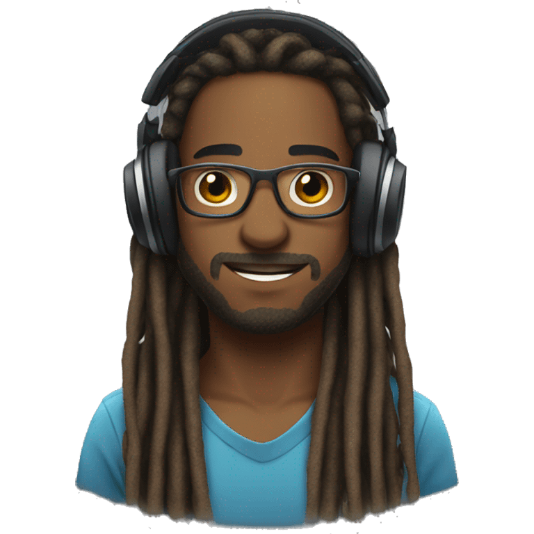 a streamer with dreads and headphones no beard emoji