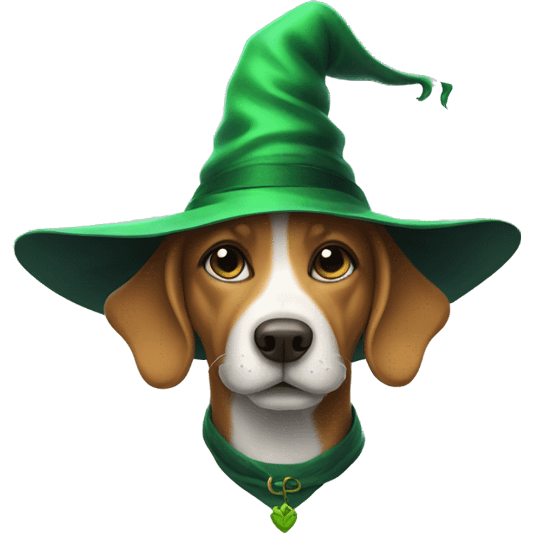 dog in green witch hat emoji