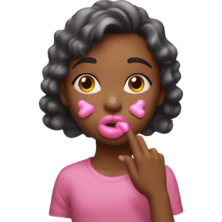 girl blowing pink kisses emoji