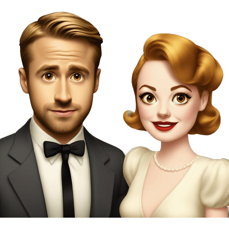 Ryan gosling and Emma stone 1940s party emoji