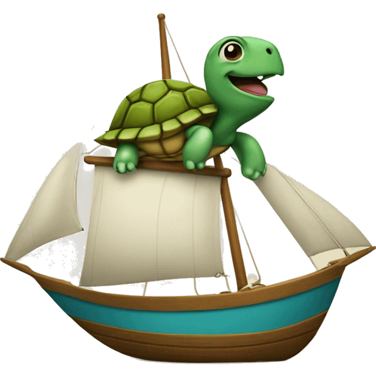 Turtle riding on a sailboat emoji