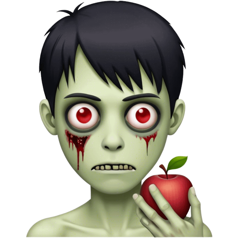 Thin man, emo hair, zombie, Apple emoji style emoji