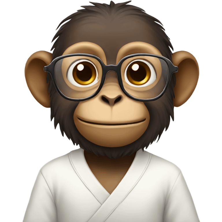 Monkey with glasses holding prayer emoji