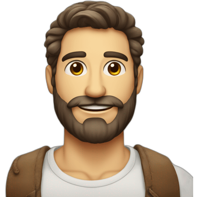 Homem calvo de barba grisalhas olhos fleumático sorrindo emoji