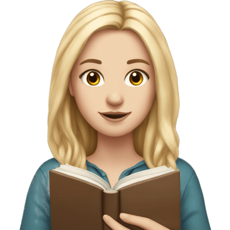 white girl, long blonde  hair, book in hand emoji