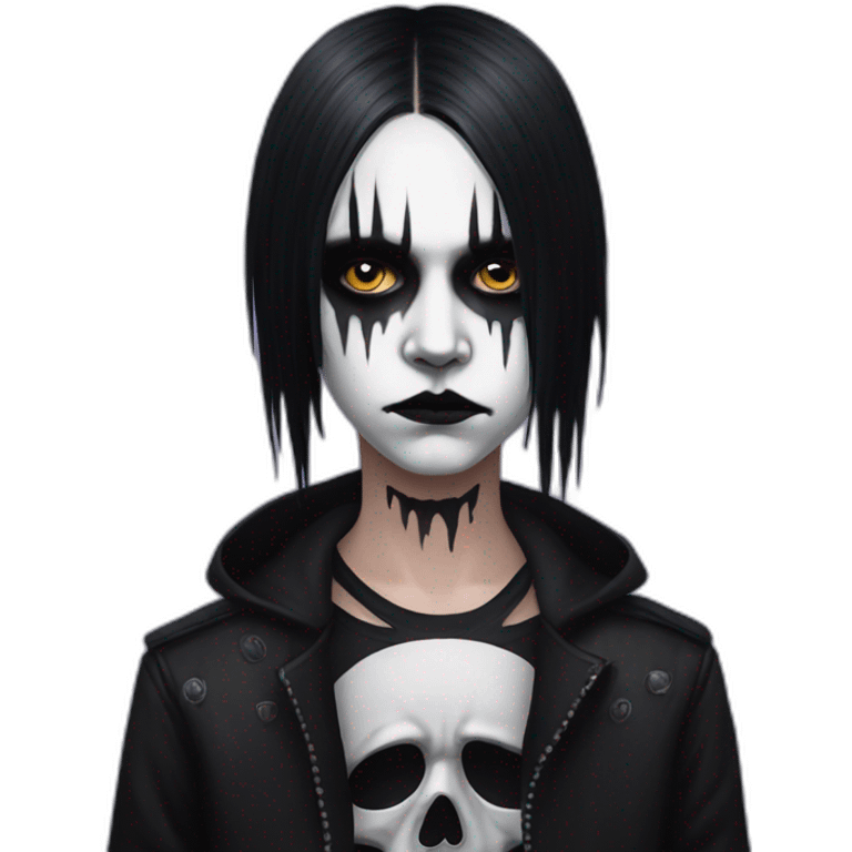 Goth kid with a corpse paint makeup emoji