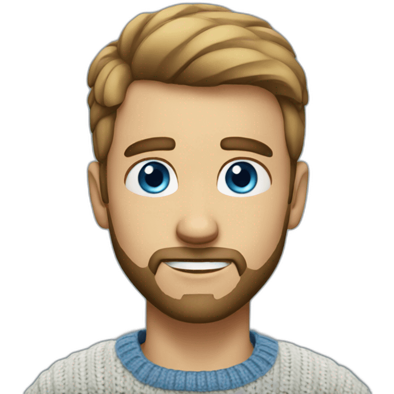 guy with a short haircut and blue eyes, short beard in a sweater emoji