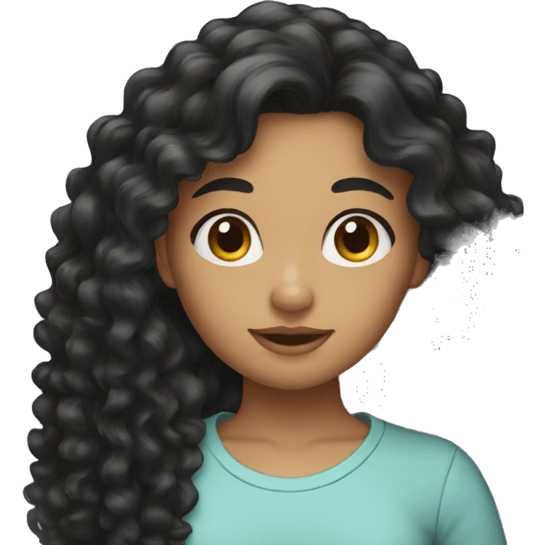 Girl with long black curly hair emoji