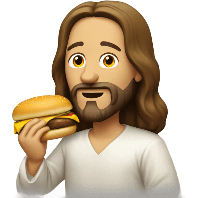 Jesus Christ taking a bite of a cheeseburger  emoji