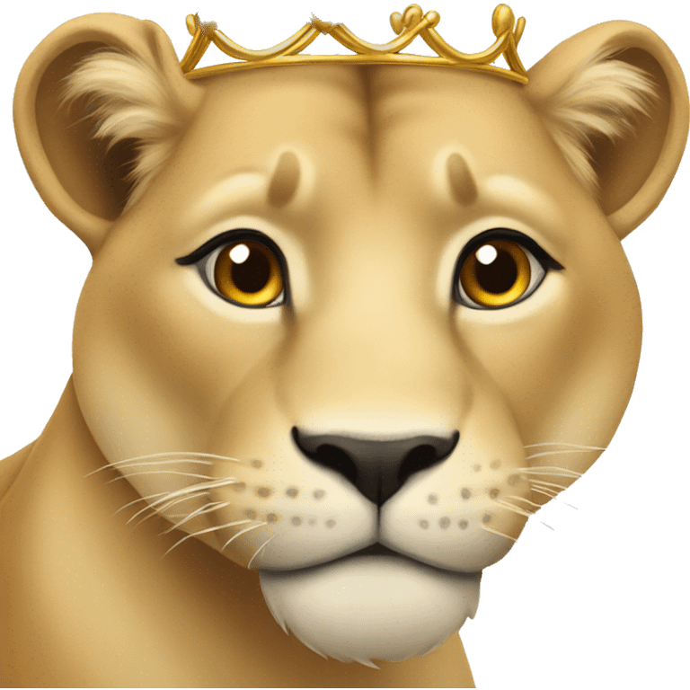 Lioness with a crown looking in love  emoji