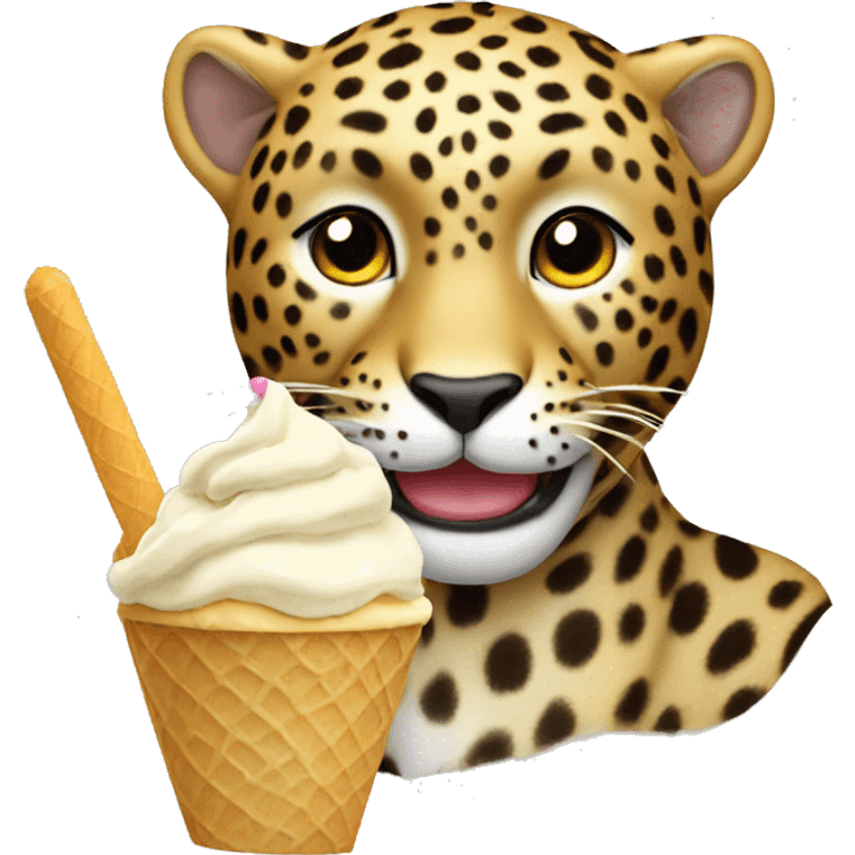 Leopard eating ice cream emoji