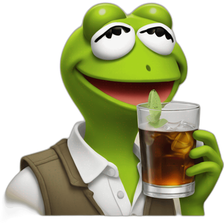 Kermit with  drink jack daniel emoji