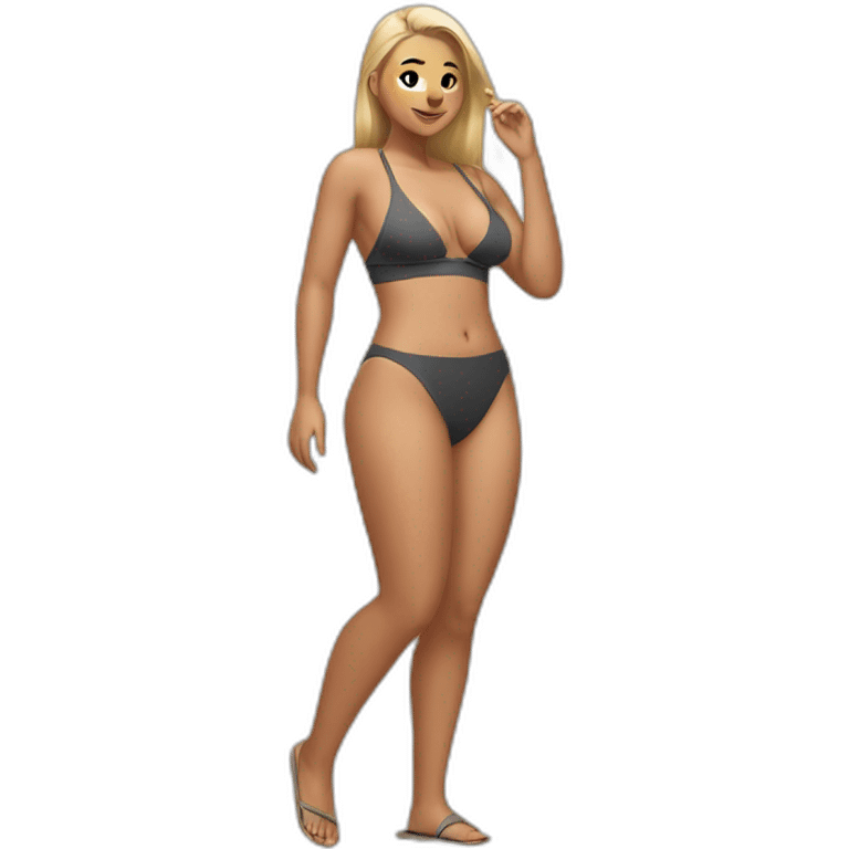 Slim-Thicc caucasian woman swimsuit posing emoji