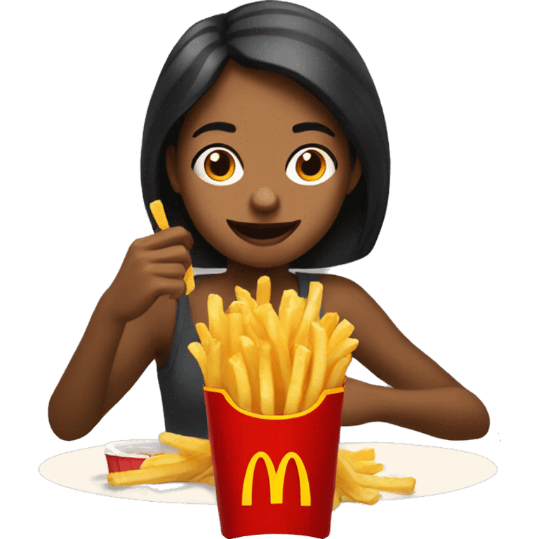 Girl eating mc donalds fries emoji