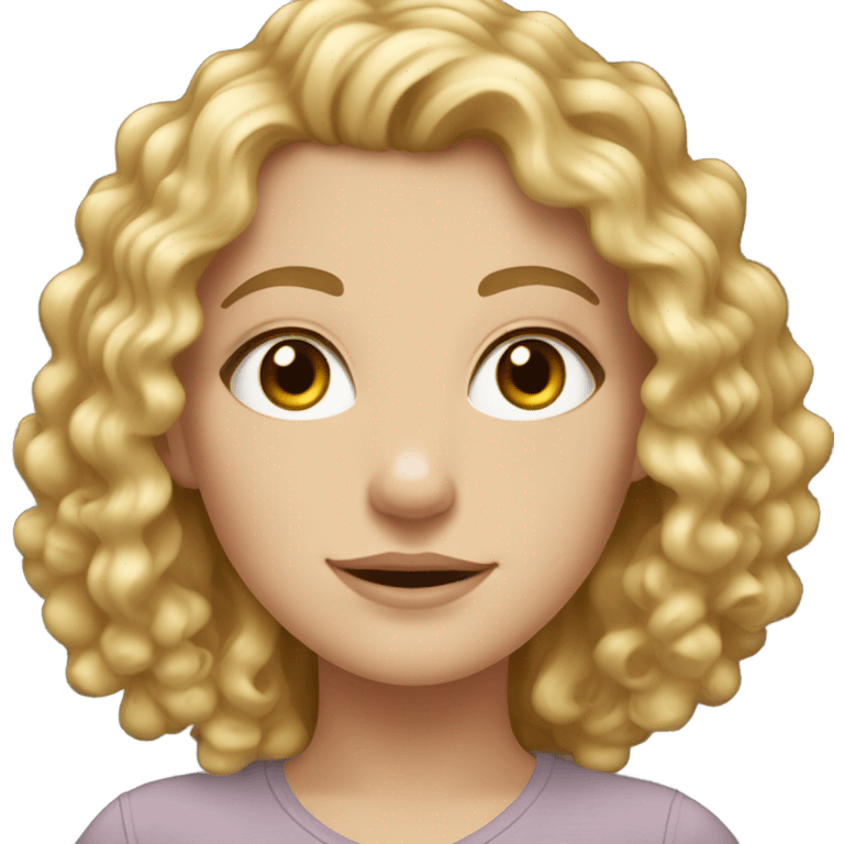 white girl with blonde curly hair and hazel eyes emoji