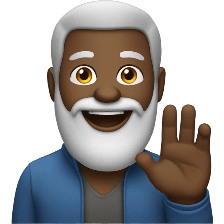 Older bearded black man waving  emoji