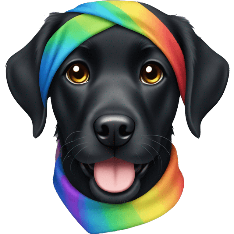 cute hairy Black labrador with rainbow bandana emoji