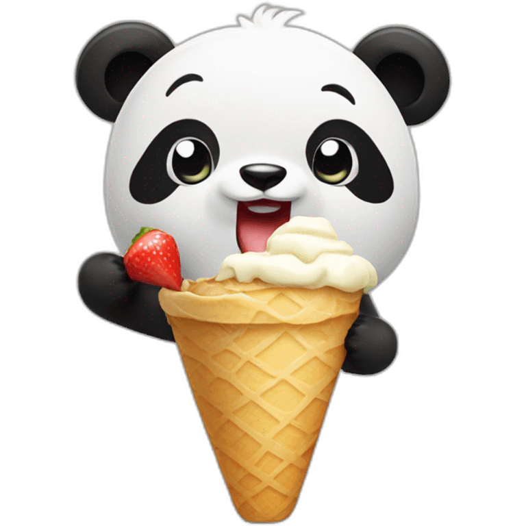 Panda eating ice cream emoji