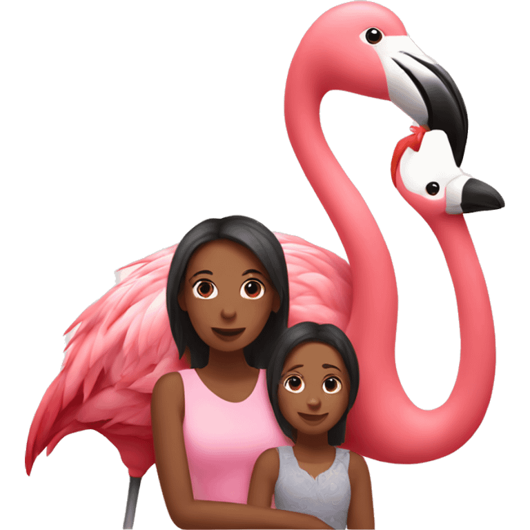 flamingo with mom and daughter  emoji