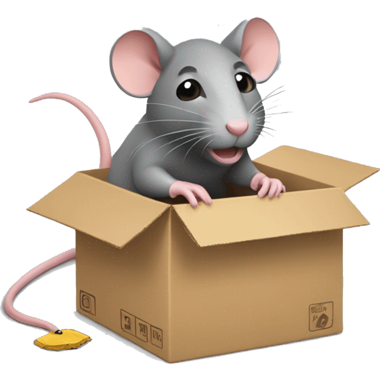 rat putting items into cardboard box emoji