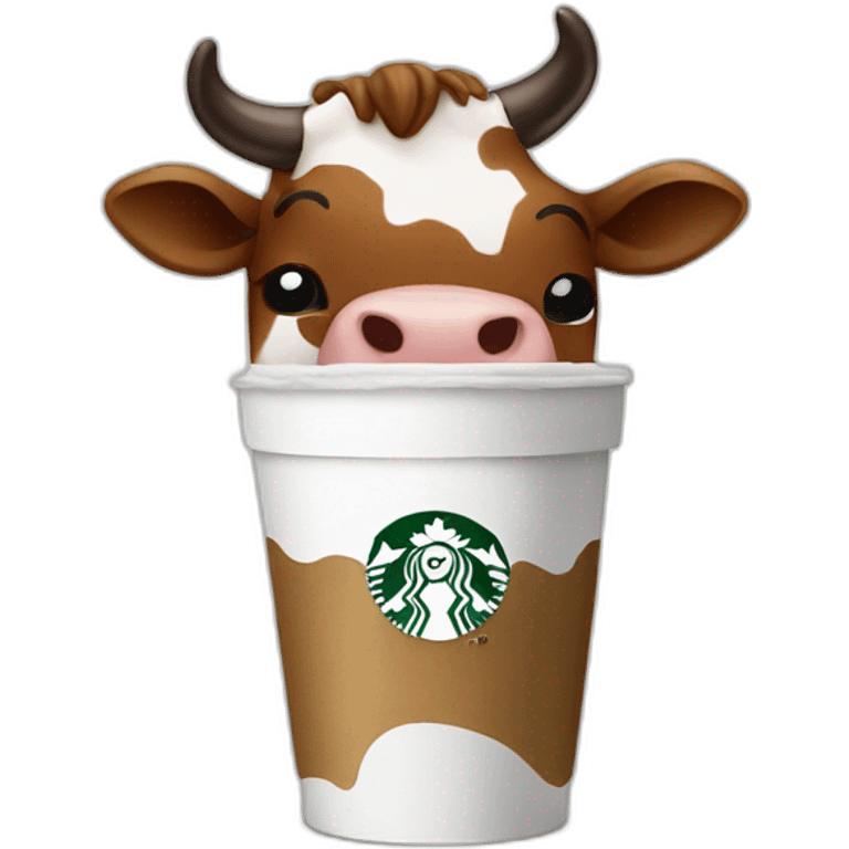 starbucks coffee with cow emoji