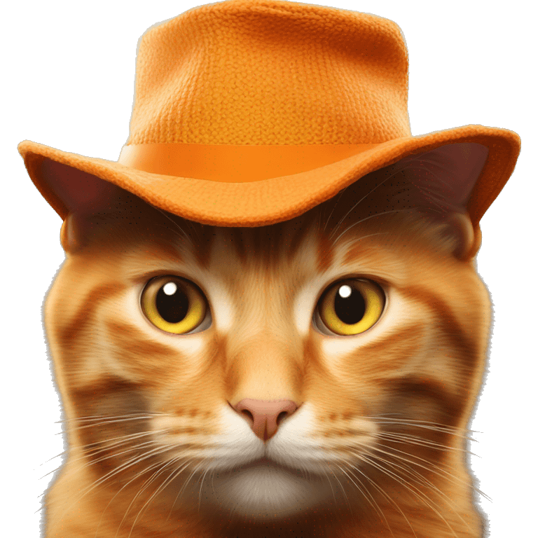 photo of an orange cat wearing a hat, stunning lighting emoji