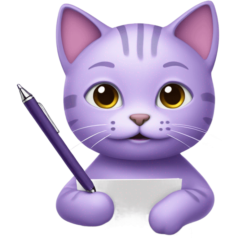 lavender cat emoji writing emoji