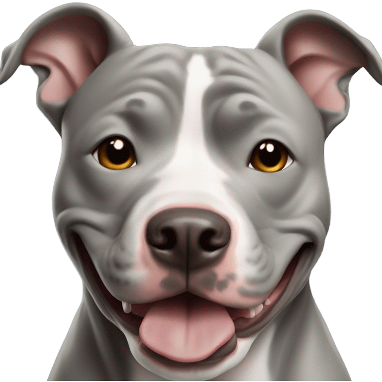 Grey male large pit bull smiling emoji