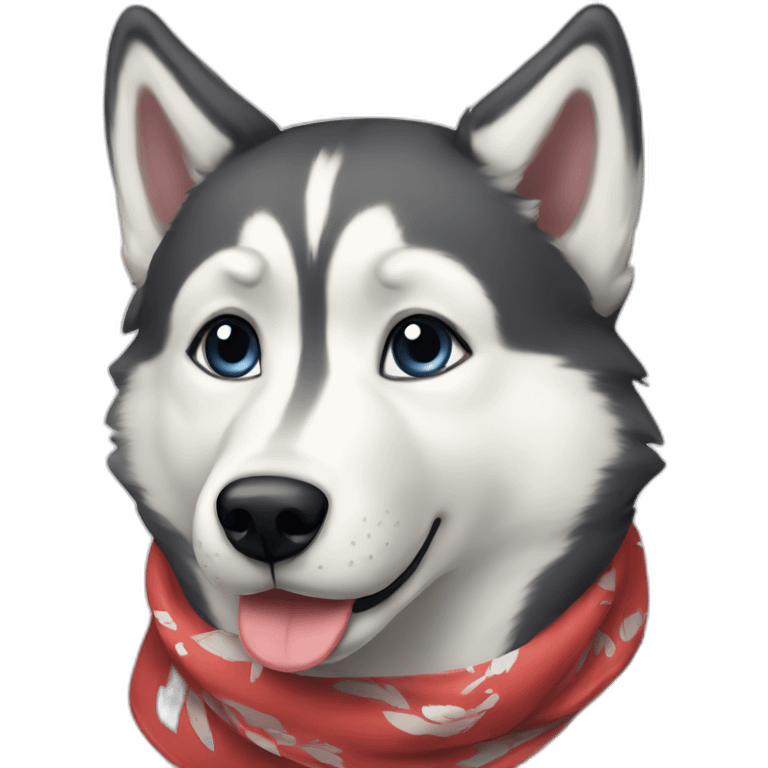 a husky with a foulard emoji