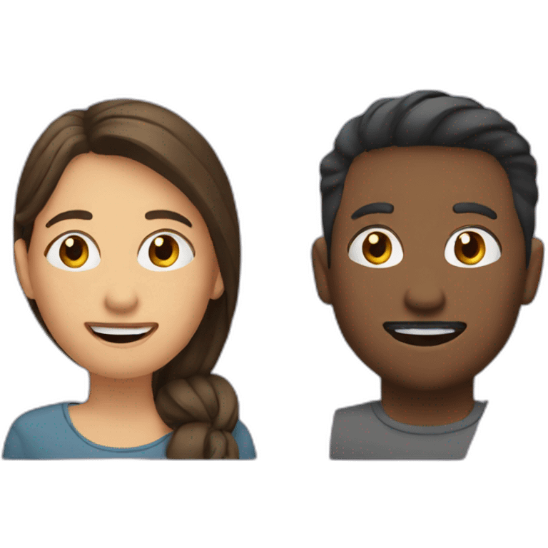 two people talking in a podcast show emoji